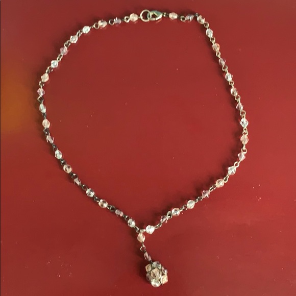 Necklace light pink see through beaded in chain - Picture 4 of 12